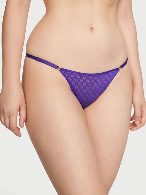 Victoria's Secret Purple Shock Lace Thong Icon Knickers