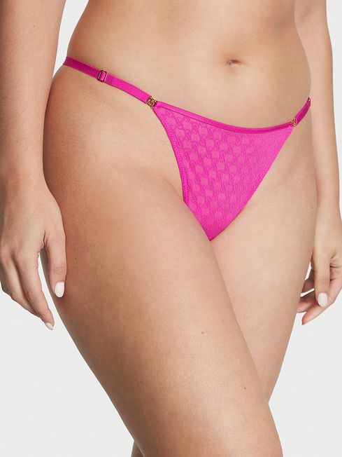 Victoria's Secret Fuchsia Frenzy Pink Lace Thong Icon Knickers