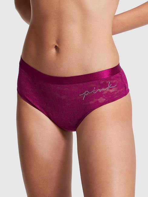 Victoria's Secret PINK Vivid Magenta Pink Tossed Floral Lace Cheekster Knickers