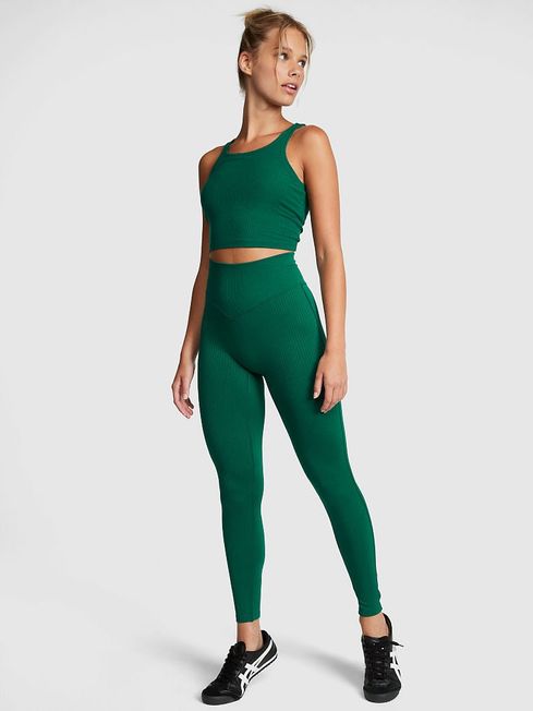 Victoria's Secret PINK Garnet Green Seamless Rib Legging