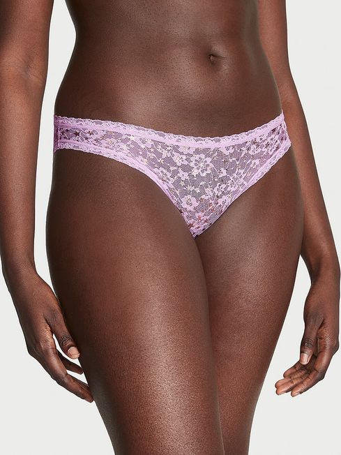 Victoria's Secret Silky Lilac Purple Star Foil Print Bikini Knickers