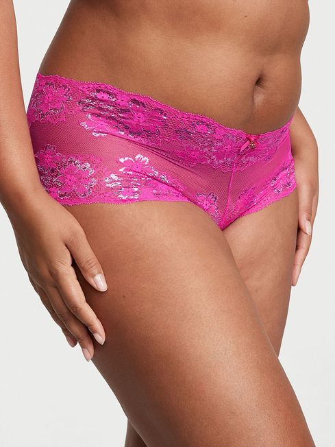 Victoria's Secret Fuchsia Frenzy Pink Lace Short Knickers