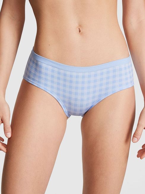 Victoria's Secret PINK Harbor Blue Gingham Jacquard Print Seamless Hipster Knickers