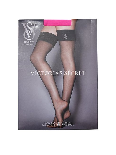 Victoria's Secret Fuchsia Frenzy Pink Logo Stockings