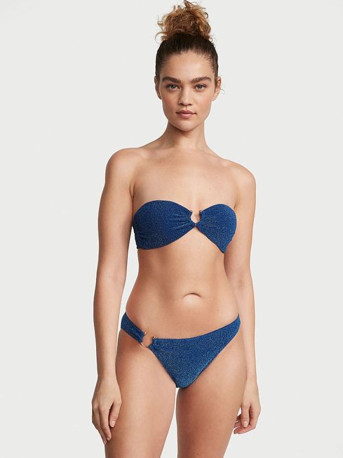 Victoria's Secret Diver Blue Cheeky Shimmer Swim Bikini Bottom