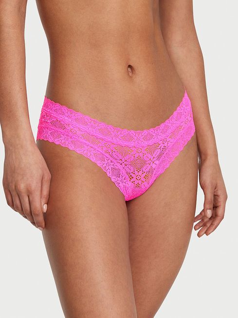 Victoria's Secret Neon Princess Pink Festival Lace Cheeky Knickers
