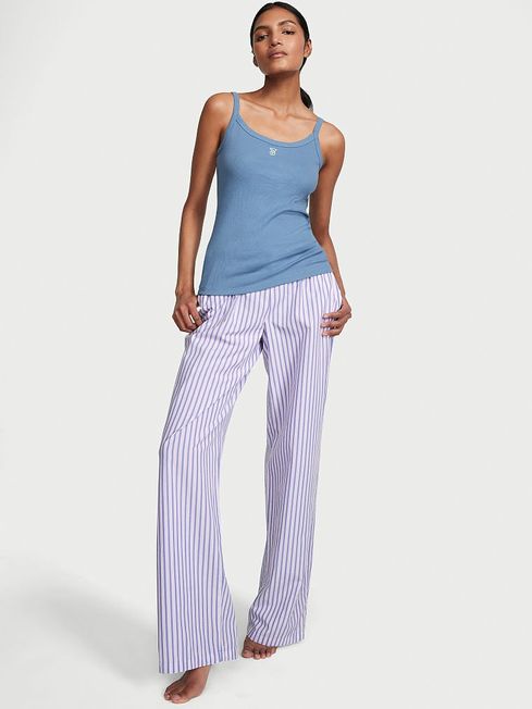 Victoria's Secret Faded Denim Stripe Blue Cami Long Pyjamas