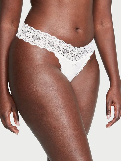 Victoria's Secret Coconut White Thong Lace Waist Knickers
