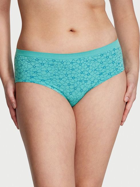 Victoria's Secret Aquarius Floral Outline Blue Printed Hipster Seamless Knickers