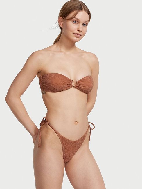Victoria's Secret Toasted Sugar Brown Brazilian Shimmer Swim Bikini Bottom