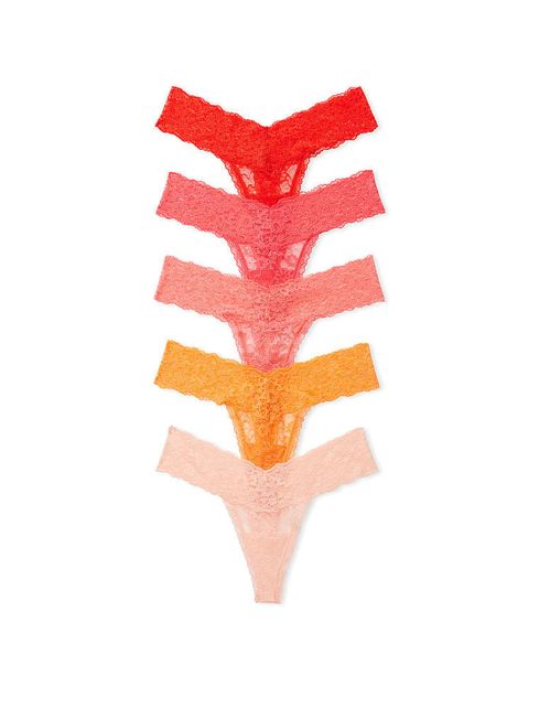 Victoria's Secret Red/Pink/Orange Thong Lace Knickers Multipack