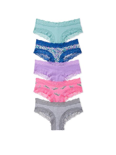 Victoria's Secret Blue/Purple/Pink/Grey Cheeky Cotton Knickers Multipack