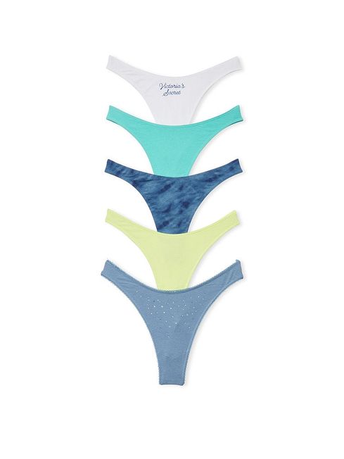 Victoria's Secret White/Blue/Green/Yellow High Leg Thong Knickers Multipack