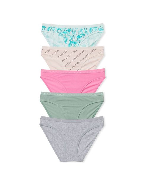 Victoria's Secret Pink/Grey/Green Bikini Knickers Multipack