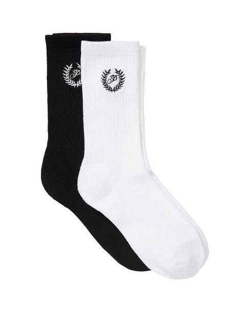 Victoria's Secret PINK Optic White And Pure Black Crew Sock Pack