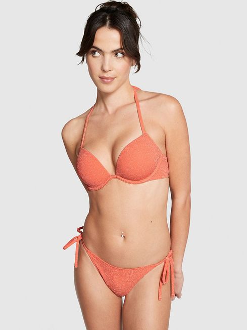 Victoria's Secret PINK Deep Coral Orange Add 2 Cups Push Up Bikini Top