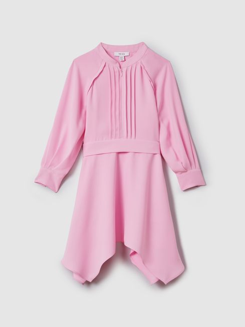 Reiss Pink Erica Teen Zip Front Asymmetric Dress