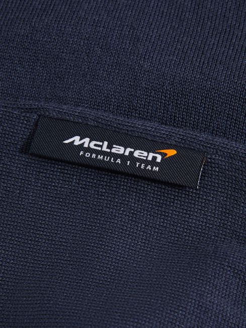 McLaren F1 Merino Wool Open Collar Polo Shirt in Airforce Blue