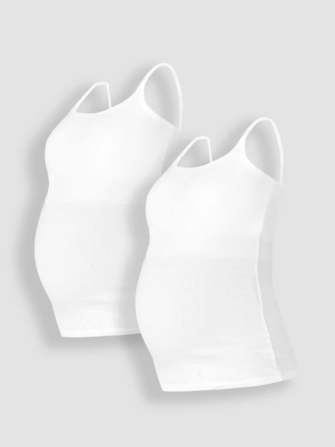 JoJo Maman Bébé White 2-Pack Maternity & Nursing Vest Tops