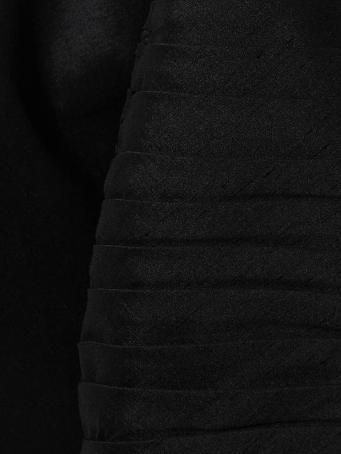 Rachel Gilbert Pleated Bow Back Midi Dress in Black