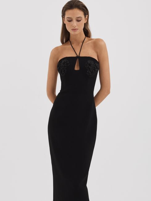Rachel Gilbert Embellished Bodycon Midi Dress in Black REISS United Arab Emirates