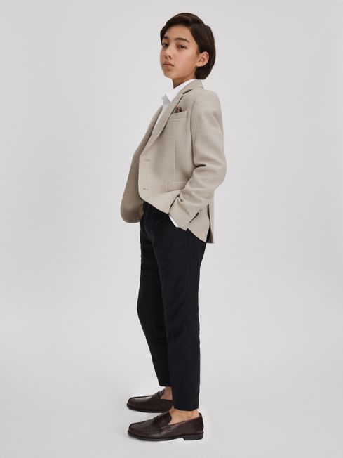 Reiss Stone Attire 3-9 yrs Textured Wool Blend Single Breasted Blazer