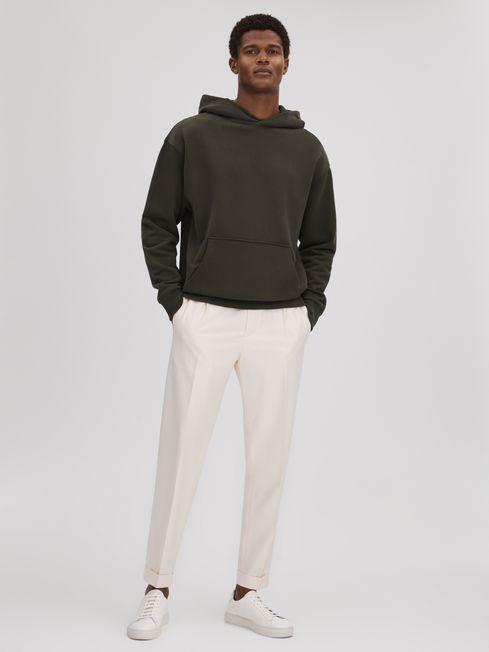 Casual Fit Cotton Hoodie in Khaki