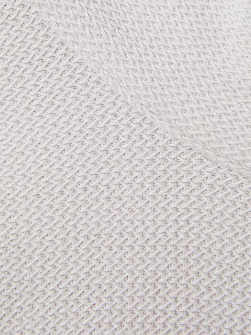 Reiss Silver Callum Textured Cotton Half-Zip Funnel Neck Top