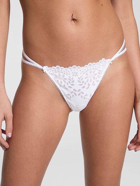 Victoria's Secret PINK Optic White Eyelet Lace G String Knickers