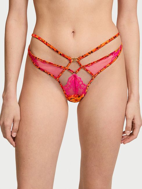 Victoria's Secret Island Vibes Orange High Leg Strappy Thong Knickers