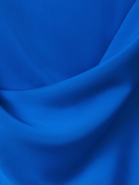 Reiss Cobalt Blue Dina Tie Neck Column Maxi Dress