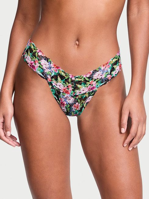 Victoria's Secret Black Tropical Thong Posey Lace Knickers