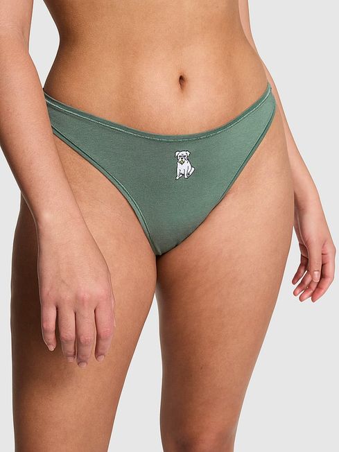 Victoria's Secret PINK Fresh Forest Green Dog Thong Cotton Knickers