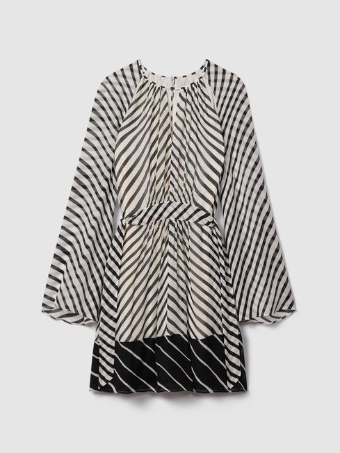 Black and white striped short dress discount