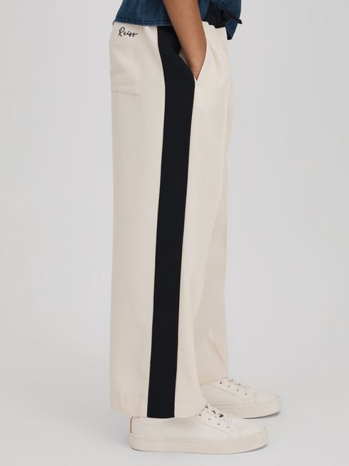 Reiss Ivory May Teen Woven Stripe Drawstring Trousers
