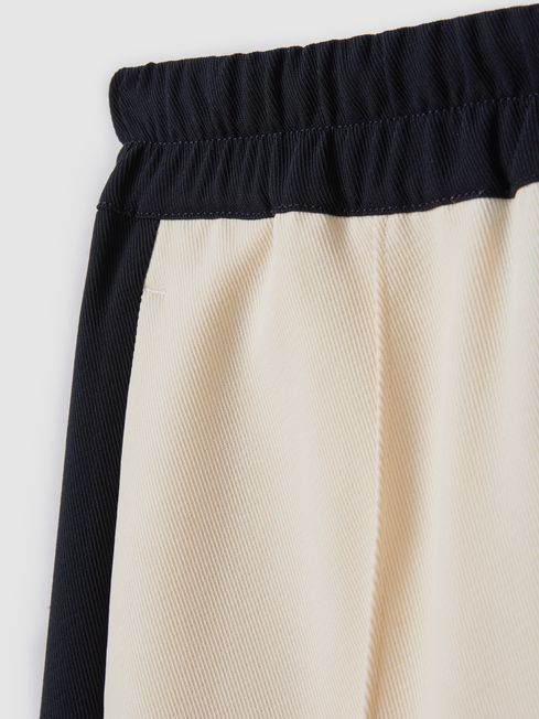 Reiss Ivory May Senior Woven Stripe Drawstring Trousers