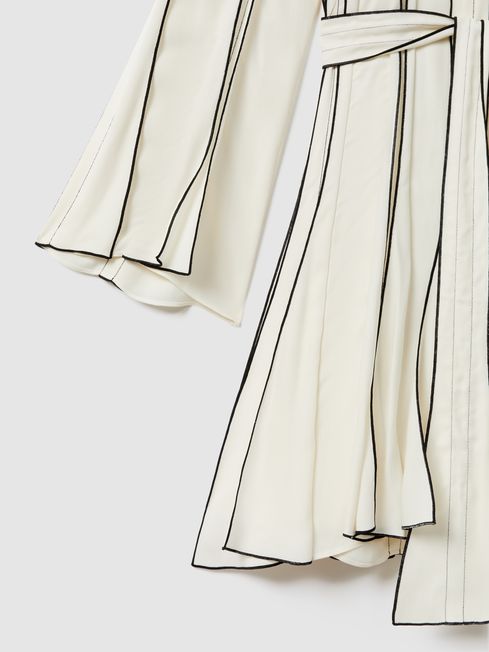 Reiss Ivory Orla Contrast Ruffle Mini Dress
