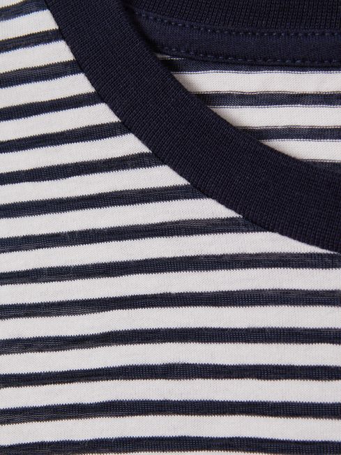 Reiss Navy/White Keats Striped Crew Neck T-Shirt