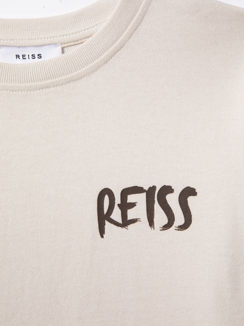 Reiss Ecru Abbott Senior Cotton Motif T-Shirt