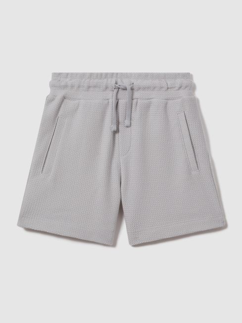 Reiss Silver Hester Junior Textured Cotton Drawstring Shorts