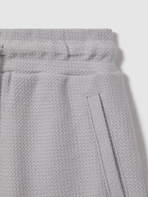 Junior Textured Cotton Drawstring Shorts in Silver