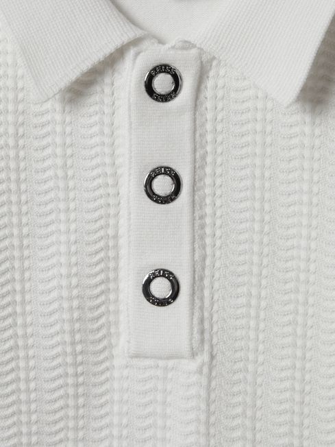 Reiss White Pascoe 3-9 yrs Textured Modal Blend Polo Shirt