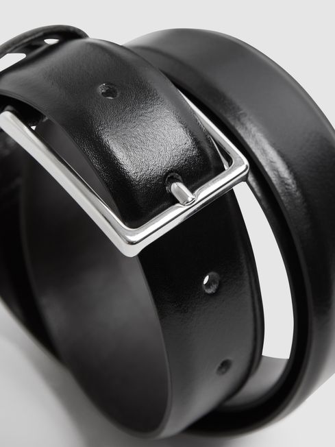 Smooth Leather Belt in Black