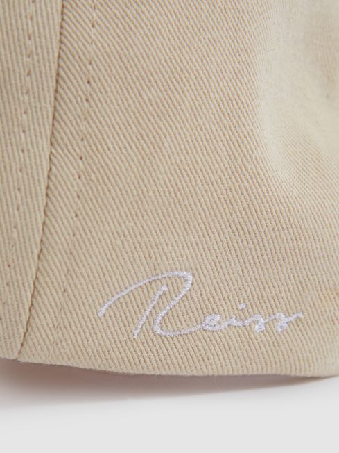 Cotton Embroidered Baseball Cap in Stone