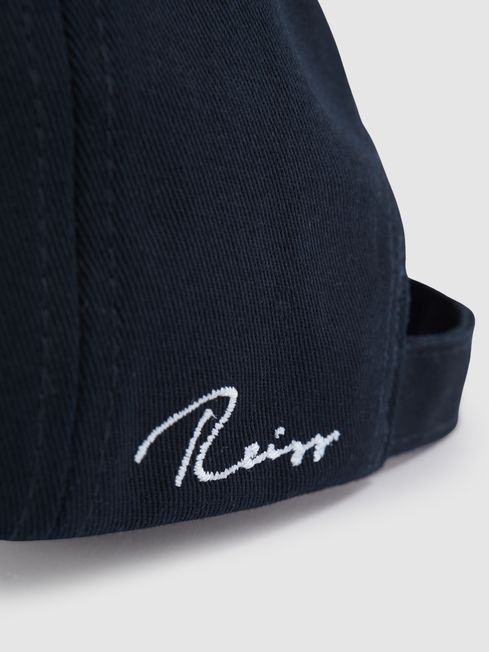 Cotton Embroidered Baseball Cap in Navy