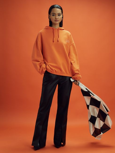Reiss x McLaren F1 Team Papaya McLaren F1 Elasticated Cotton Hoodie