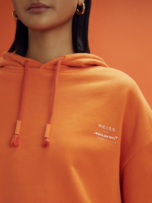 Reiss x McLaren F1 Team Papaya McLaren F1 Elasticated Cotton Hoodie