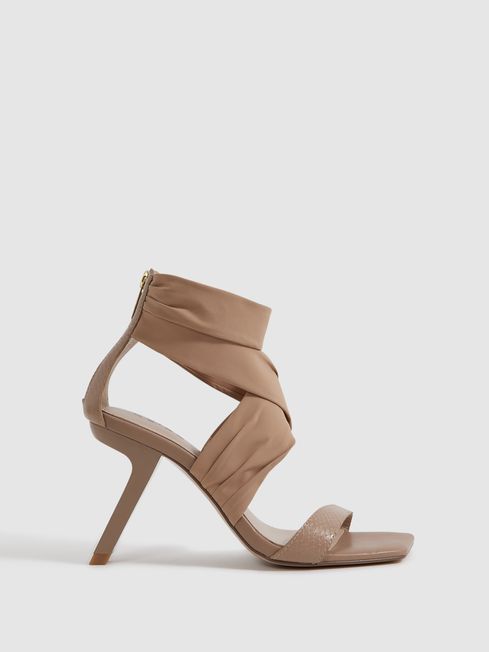 Reiss Nude Remi Wrap Front Angled Heels