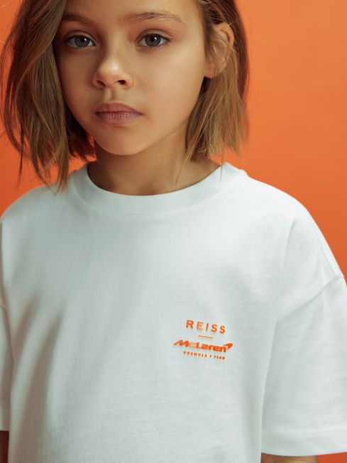Reiss x McLaren F1 Team White 3-9 yrs McLaren F1 Oversized Cotton Crew Neck T-Shirt