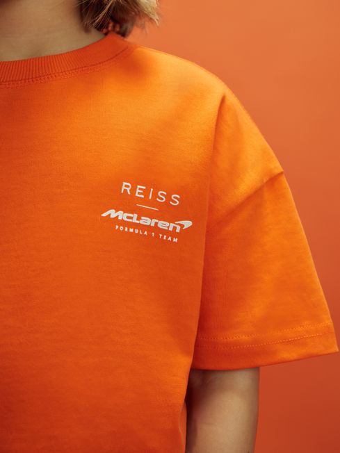 Reiss x McLaren F1 Team Papaya 3-9 yrs McLaren F1 Oversized Cotton Crew Neck T-Shirt